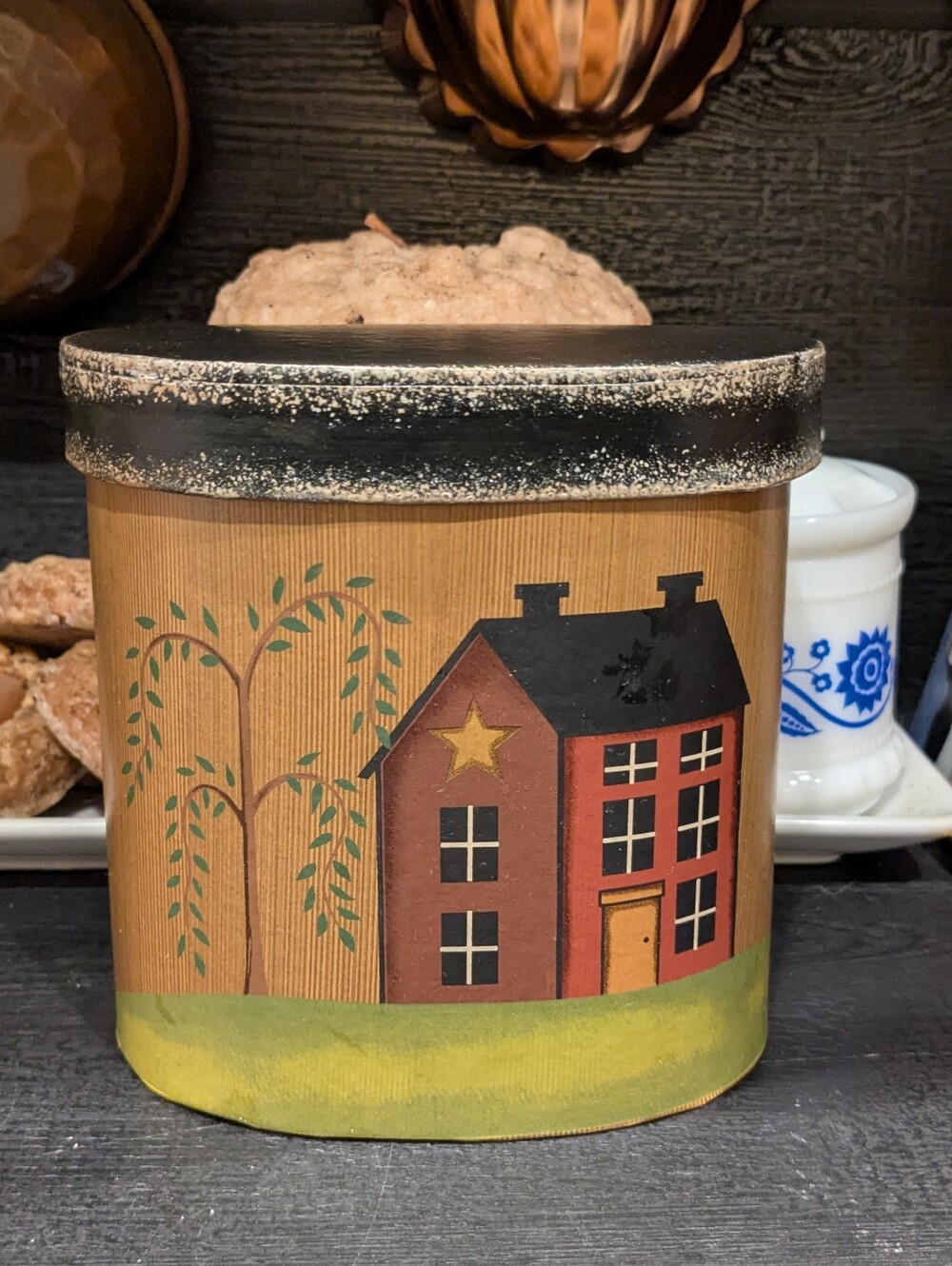 Primitive Folk Art Paper Mache Nesting Boxes Set of 3 Shaker House Willow Tree - Picture 10 of 13